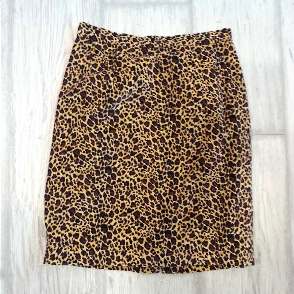 Velvet Leopard Skirt 1980s vintage suit separates DEADSTOCK | 28” Waist